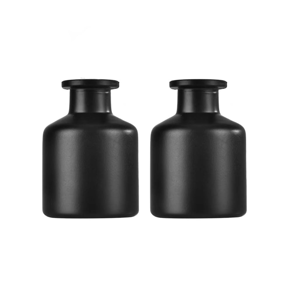 2 Pcs 50ml 1.7oz Glass Diffuser Bottles Round Aroma Bottles Diffusers Vase Jars Fragrance Accessories Use for DIY Replacement Reed Diffuser Sets Essential Oils Crafts Decor