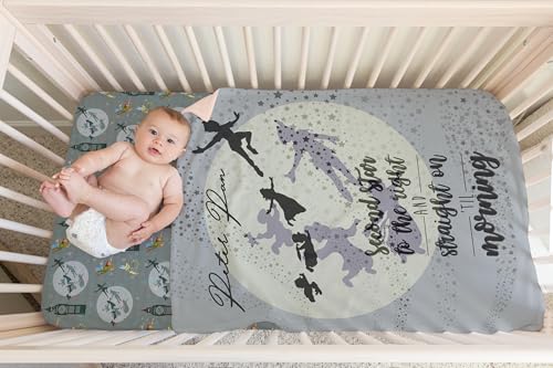 Image of Disney Peter Pan Baby Blanket - Handmade Minky, Light Blue