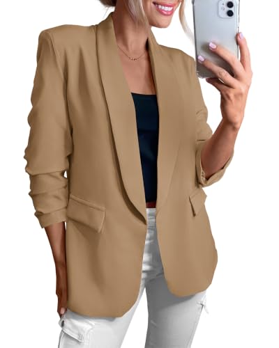 KIRUNDO Womens Blazer 2026 Fall Business Casual Jackets(Light Khaki, XXL) - image 1