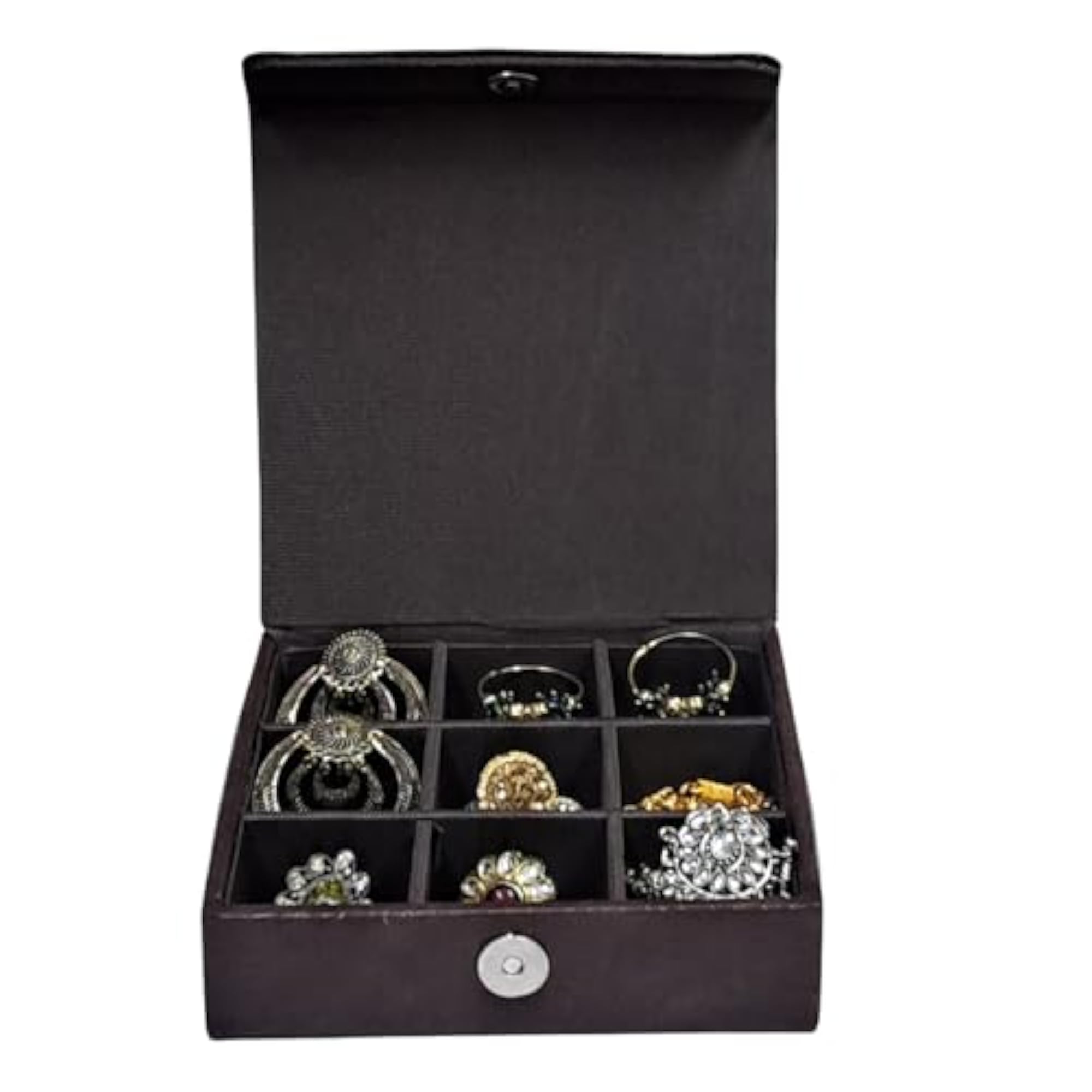 Faux Leather 9 Compartment Jewelry Storage Box
