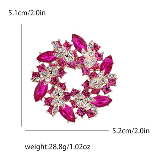 Image of Rhinestone Flower Brooch for Women Crystal Wreath Brooch Pin Stylish Big Flower Brooch Rhinestone Crystal Bauhinia Flower Wreath Brooch Elegant Clothing Hat Bag Accessories Christmas Wedding Bridal Birthday Jewelry