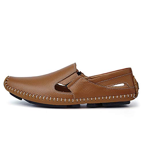 Men Drive Loafers Casual and Fashion Summer Hollow Breathable Leather Boat Moccasins(Brown,10 M US)3