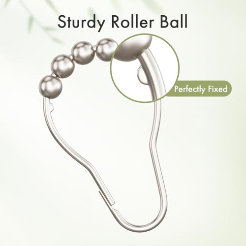 Image of Amazer Shower Curtain Hooks Rings, Anti-Rust Metal Double Glide Shower Hooks for Bathroom Shower Rods Curtains-Set of 12-Matte Nickel