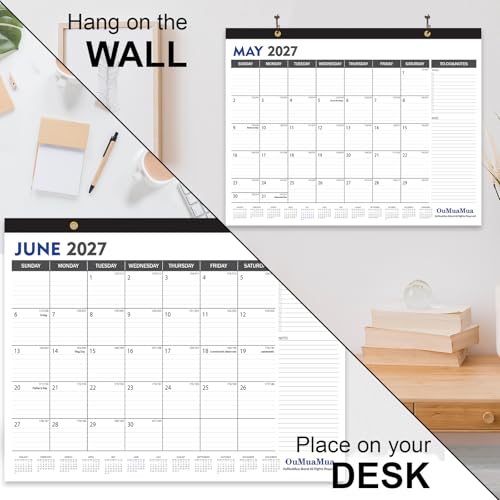 Image of OuMuaMua Large Desk Calendar 2026-2027, 19 Months, 22 inch x 17 inch