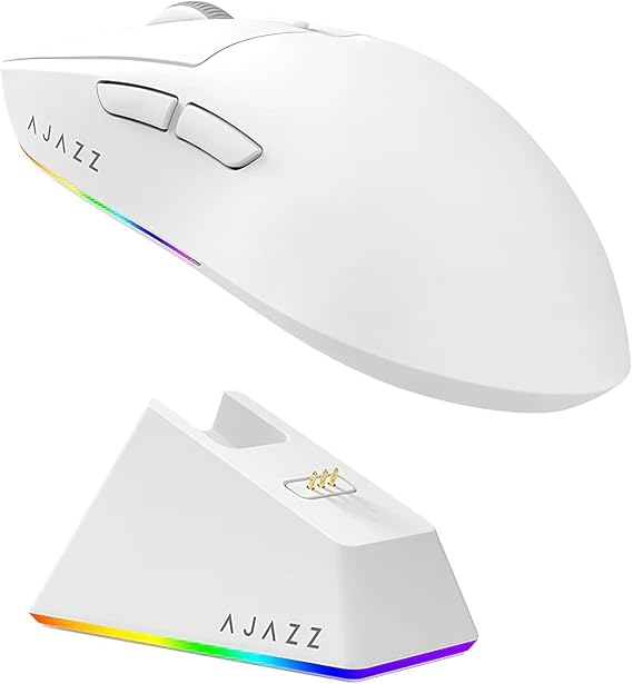 Coverzone AJAZZ AJ139 V2 MC Mouse 3 Farklı Bağlantı Modu-RGB Manyetik Şarj İstasyonlu-PAW 3311 Sensör-500 mAh Batarya-66 Gram (Beyaz)