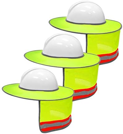 Fonsin Hard Hat Sun Shade Full Brim Mesh Neck Sun Shield Block UV,Yellow,Pack of 3