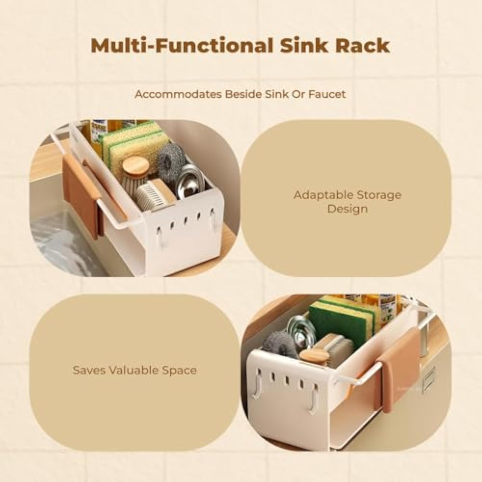 Multi-Functional Sink Organizer Rack, Starry Gray