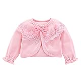 Yartina Baby Toddler Girls Long Sleeve Bolero Cardigan Shrug Cropped Sweater Jacket Girls Dress Cover Up Pink 0-3 Months