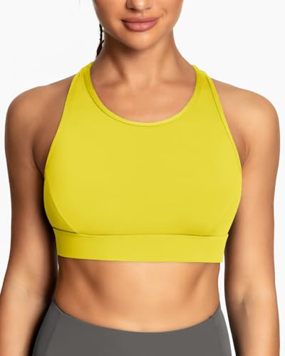 Image of QUEENIEKE BareFlow Women's Sports Bras with Phone Pocket Medium Impact Padded Racerback Workout Gym Crop Top Running Yoga Bra