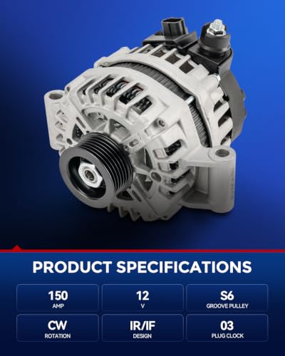 Image of KAX Alternators Compatible with 2011-2012 F250 Super Duty, 2010-2014 F150, 2011-2012 F350 Super Duty,High Output Alternators Automotive Replacement for 11651N 12V 150Amp CW 6-Groove Pulley