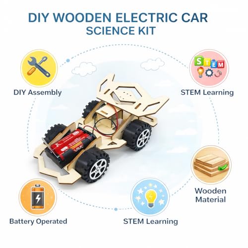 Image of DIY Electromagnetic Swing Kit, Wooden Educational Science Project, Battery Powered Physics Experiment (Phantom Chariot)