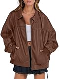 ANRABESS Womens Oversized Leather Jackets Faux Suede Fall Fashion Motorcycle Coats Winter Outfits Clothes 2025 Light Brown Medium