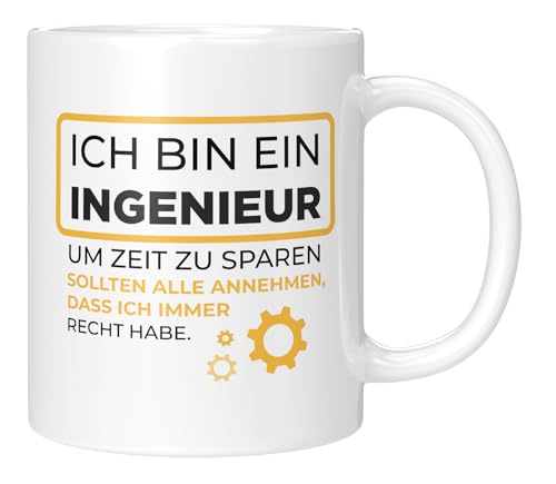 TassenTicker - Ich bin ein Ingenieur - Tasse mit Spruch - Geschenk - lustig - Witzig - Geschenkidee - Kaffeebecher - Weiss