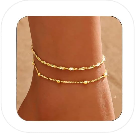 Nanafast Gold Anklet Set for Women – Dainty Twisted Chain & Beaded Ankle Bracelets Foot Jewelry