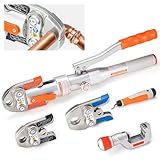 IBOSAD Copper Tube Fittings Hydraulic Pipe Crimping Tools with 1/2",3/4” and 1” Jaw Copper Pipe Press Crimpers Pressing Pliers,Suit for Narrow Space and Tee Fitting