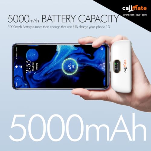Image of CALLMATE Powernugget 5000mAh 23W Fast Charging Type C Power Bank with 23W Type C PD Input & Output, Compatible with Samsung Type C Phones, Tablets (Type-C, Li-Ion, White)
