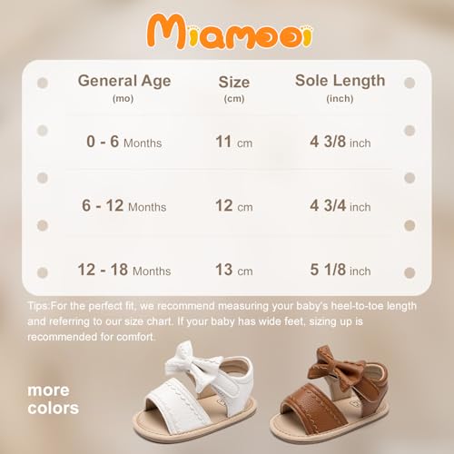 Image of Miamooi Infant Baby Girls Boys Sandals Summer Bowknot Crib Shoes Toddler Pu Leather Flower Soft Rubber Sole Dress Flats First Walker Shoes