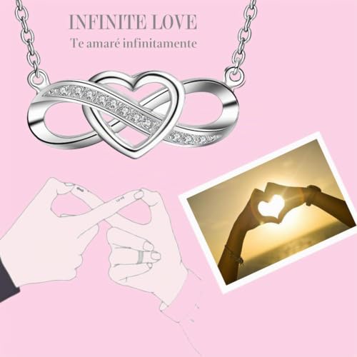 Collar de corazón infinito de plata de ley como símbolo de amor eterno 3