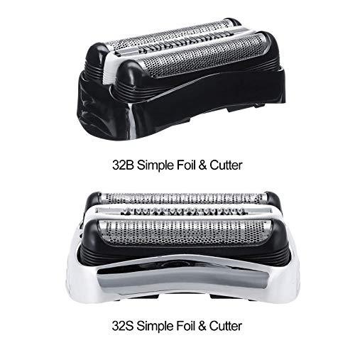 Zwbfu Substituição simples de lâmina e 32B para Braun Série 3 300S 301S 310S 320S 330S 340S 360S 380