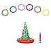 ZERHOK Weihnachten Partyhüte Aufblasbare Ringwurfspiel Kinder Wurfspiel Partyspiel 6Stk Wurfringen mit 1 Luftpumpe für Outdoor Indoor Draußen Familien Party Spiele (Grün Rot)