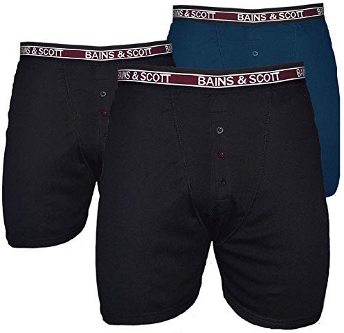 Image of Bains & Scott Brooklyn Big Size Mens Boxers Pack Of 3 King Size Underwear For Plus Size 2XL - 8XL Soft Cotton (5XL) Black
