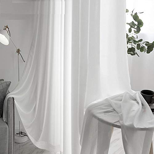 Gordijnen woonkamer hoge kwaliteit wit half geplette transparante gordijnen voor woonkamer venster effen lange tule… - Afbeelding 5