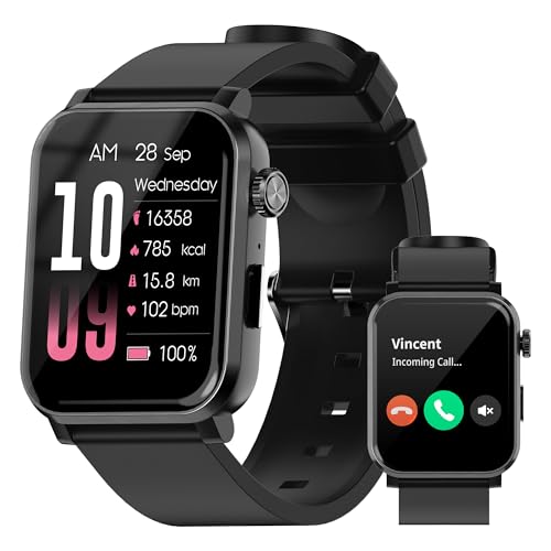 ezonスマートウォッチs7、男性、女性、1.83インチ、120+スポーツip68防水、心拍数/睡眠モニター/歩数計/カロリー、android ios(黒) (黒です)