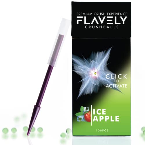 FLAVELY ICE Apple Crushball Capsules for Cigarettes | Includes Flavoured Crush Balls for 100 Filter Tips | Comes with Small Crushballs Dispenser | Extra Strong Flavour Compared to Menthol Cards!
