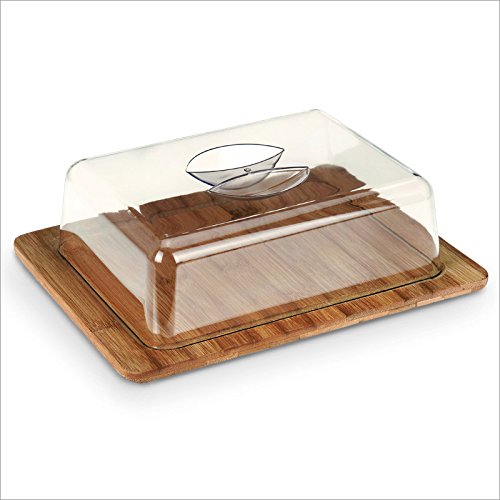 Plateau Cloche à fromage Bambou service 26 x 20 x 8 cm, couleur naturelle