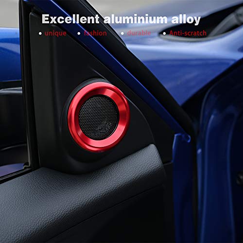 Thenice For 10Th Gen Civic Door Audio Speaker Rings Anodized Aluminum A-Pillar Loudspeaker Decorations Circle Trims For Honda Civic 2016 2017 2018 2019 2020 2021 -Red #TOP5