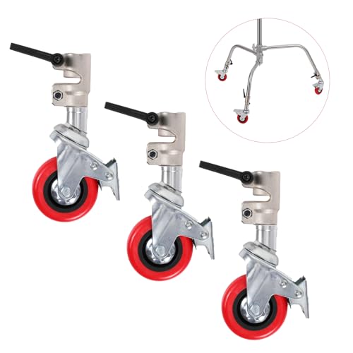 Roulettes pivotantes de 25 mm en métal durable avec base en caoutchouc pour trépied