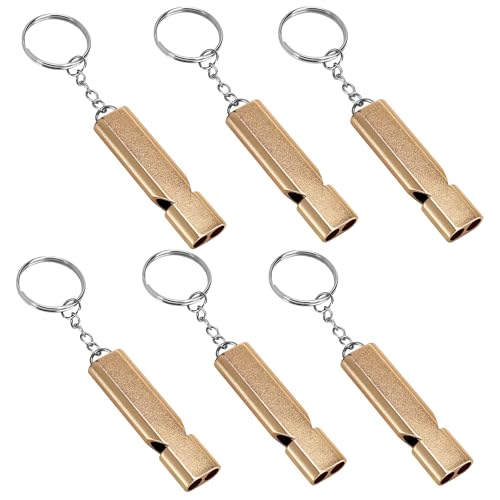 TOCCOOL 6Pcs High Decibel Emergency Survival Whistle with Keychain - Outdoor Rescue Signal for Hiking, Sea Boating, Outdoor Adventure (Gold)