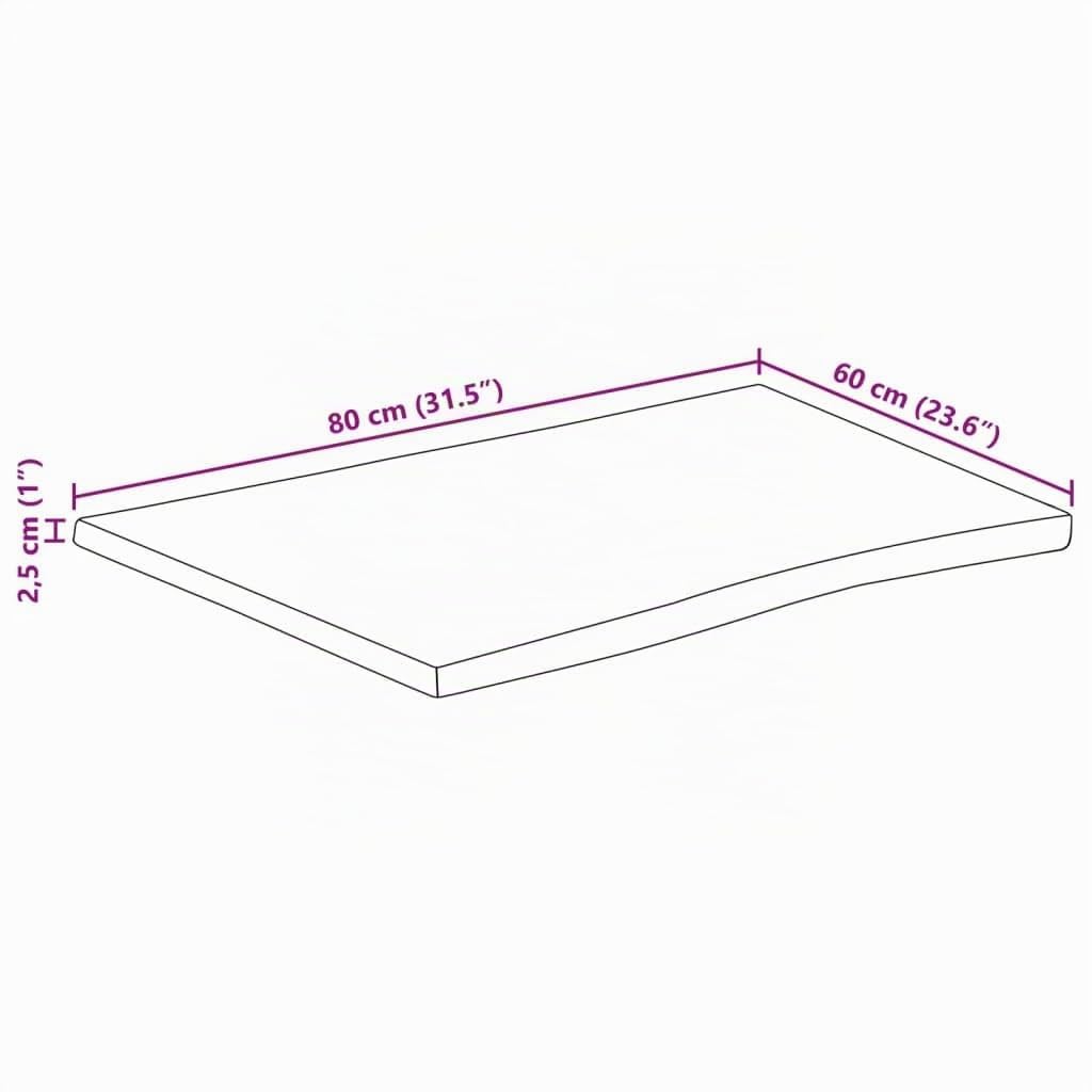 vidaXL Tischplatte mit Baumkante 80x60x2,5 cm Massivholz Mango