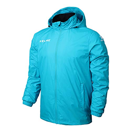 KELME Men's Team Windproof Waterproof Sideline Rain Soccer Training Jacket (Large, SkyBlue)