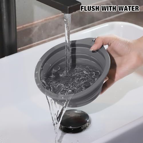 Rest-Eazzzy 2-Pack Silicone Collapsible Dog Bowls, BPA Free Dishwasher Safe, Portable Foldable Travel Bowl, Food Water Feeding Cup Dish for Dogs Cats with 2 Carabiners (Grey, Pink, 550 ML) image 4