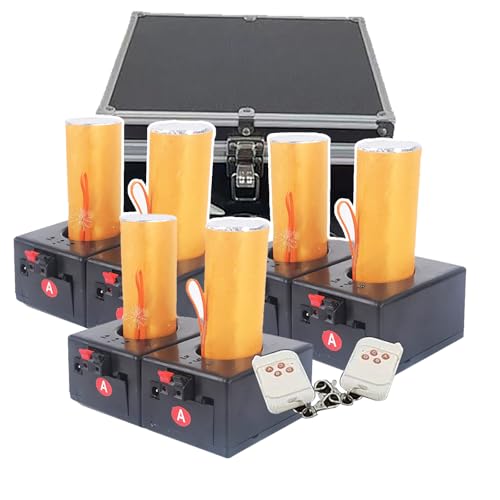 WHRAOY 4/6/8 Pezzi Macchina per Fuochi D'Artificio A Freddo, Ricevitore Pirotecnico Freddo, Macchina per Fontana di Scintille, 2 di Controllo Remoto Wireless+ Valigia, per Matrimoni,6pcs