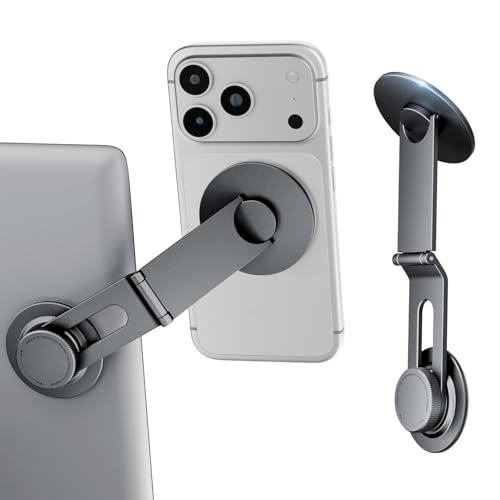 CloudValley Tesla Model 3/Y Phone Mount Magnetic Car Metal Holder with Strong Magnet Power Foldable & Extendable Hidden DesignTesla Screen Stand for 3/Y/S/X/Cybertruck Designed for MagSafe iPhone
