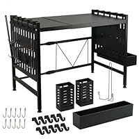 HomeLuxWorld Mikrowellen Regal stehend – 2-stufiges Metallregal schwarz mit Lochmuster, stabiles & verstellbares Küchenregal für Mikrowelle, Toaster & Küchengeräte, rutschfest & platzsparend