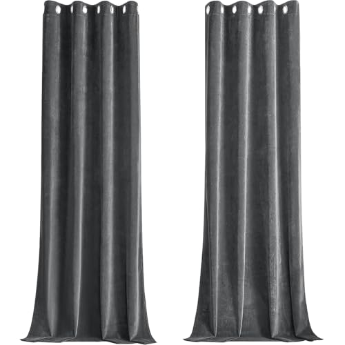 CUCRAF Samtvorhang mit Ösen 2er Set, blickdichte und lichtundurchlässige Vorhänge, H 245x B 140cm… – Ansicht 1
