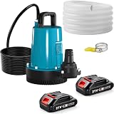 Pompa sommersa a batteria, con 21 V, 2000 mAh, pompa per acqua chiara, con coperchio di sicurezza, tubo da 10 m, per piscina, letti d'acqua, pompa per acque reflue, copertura per piscina