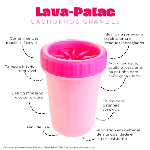 Lava-Patas Lavador de Patas para Cachorros Cães Grandes Limpeza Higiene Banho de Animais de Estimaçã