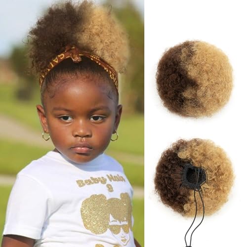 Kids Afro Puff Real Human Hair Ponytail for Black Women
