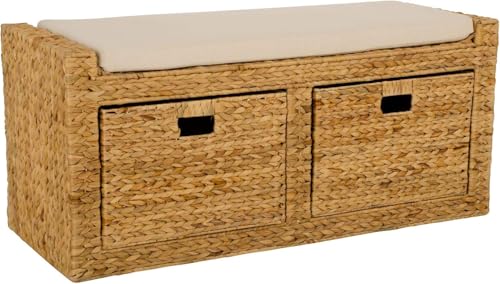 VIVANNO Truhe Sitzhocker Lorante mit Kissen Wasserhyazinthe, Natur VIVANNO Truhe Sitzhocker Lorante mit Kissen Wasserhyazinthe, Natur