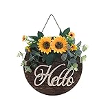 CALIDAKA Welcome Sign Hello Front Door Round Wood Sign Hanging Welcome Sign Wooden Door Hangers...