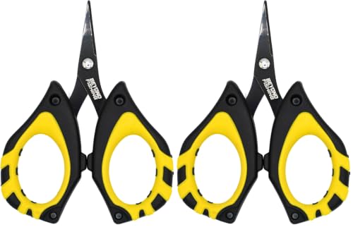 Image of Beyond Fishing - 4.5 inch Fishing Scissors for Braided Line, Stainless Steel with Serrated Blades, Non Slip Grip, Large Finger Holes Fishing Line Cutter (Pack of 2)