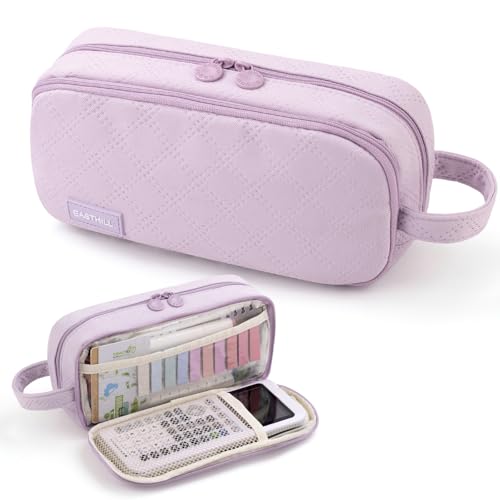 Image of EASTHILL Large Capacity Pencil Case Cute Pencil Pouch with Handle Stationery Pen Bag for Teen Girls-Purple