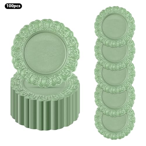 Set de 100 Platos Base Redondos 13 Pulgadas Verde miniatura 3