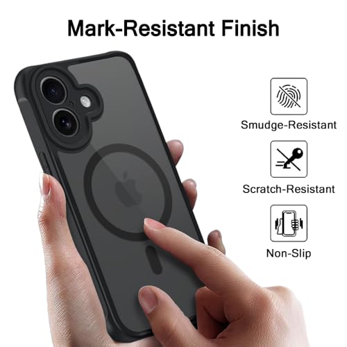 Image of TheGiftKart for iPhone 17 Case, Matte Frosted Hard Back Cover Compatible with MagSafe, Hybrid Shockproof iPhone 17 Cover with Camera & Screen Protection (PC & TPU, Translucent Black)