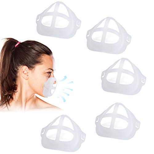 Face Bracket for Mask Labato Mask Bracket Internal Support Frame Silicone Nose Mouth Guard for Cloth Disposable Mask Guard Lipstick Protector