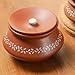 Desi Favors Extra Large Floral Serving Handi(900 ml) | Ceramic Serving Bowl with Lid, Handmade Indian Pottery Handi, Curd Pot, Pooja Return Gift, Indian Housewarming Return Gift, Clay Earthen Pot